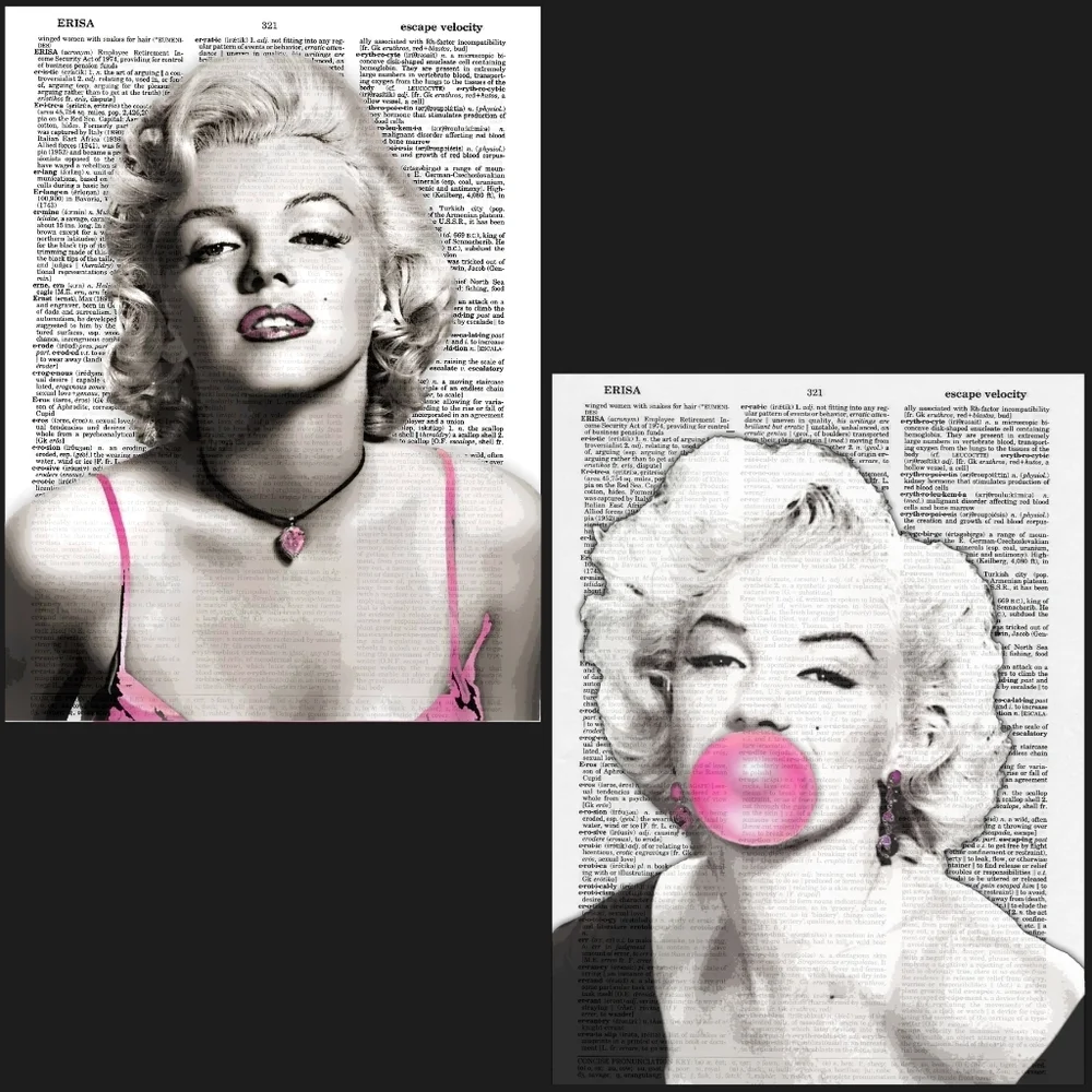 Marilyn Monroe In Pink Vintage Dictionary Art Print Bundle Glam Beauty Fashion